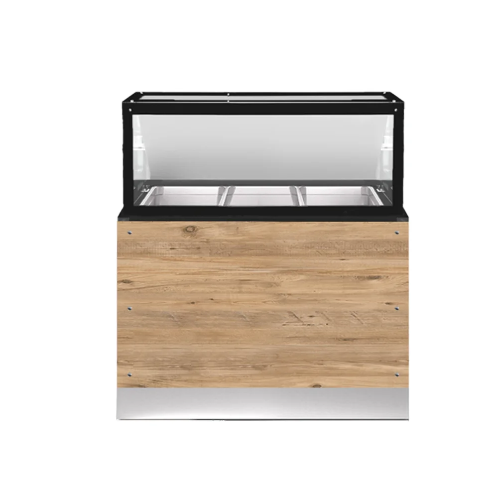 CLASSIC LINE Bain-Marie 3x 1/1GN, 110x88x134cm, schwarzer Granit, LED Beleuchtung