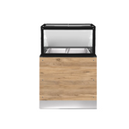 CLASSIC LINE Bain-Marie 2x 1/1GN, 80x88x134cm, schwarzer Granit, LED Beleuchtung