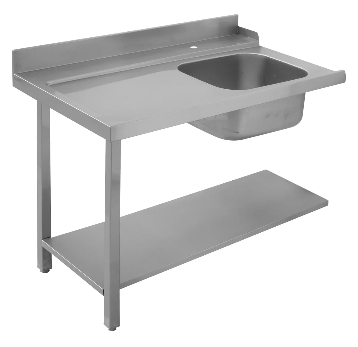 Zulauftisch mit Becken und Aufkantung für Korbtransportspülmaschine mit Eingang links 120x70x85