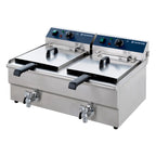 Friteuse électrique double ECO 13+13 litres avec robinet de vidange, 2x 5000 W, 400 V