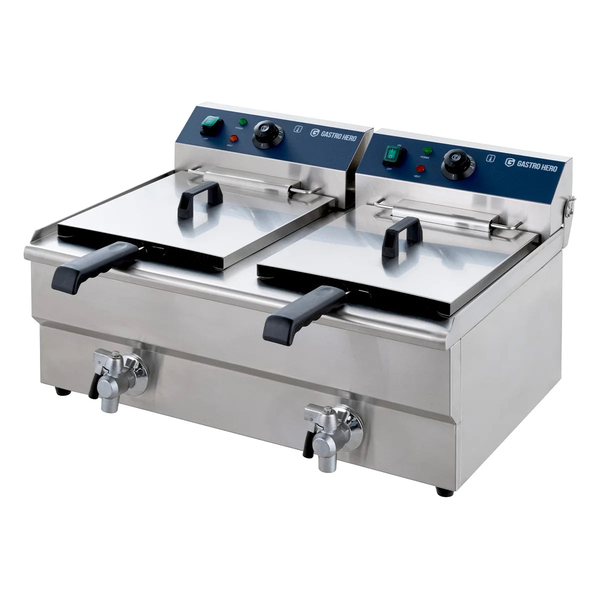 Friteuse électrique double ECO 13+13 litres avec robinet de vidange, 2x 5000 W, 400 V