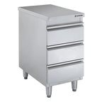 Meuble à tiroirs en acier inoxydable BASIC, 3 tiroirs, unité 600, AISI 201