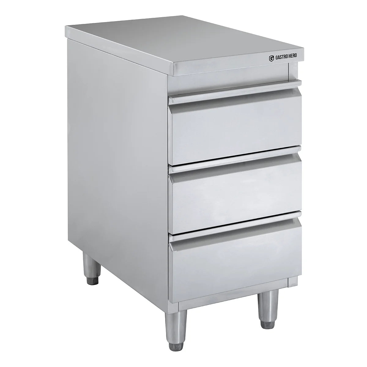 Meuble à tiroirs en acier inoxydable BASIC, 3 tiroirs, unité 600, AISI 201