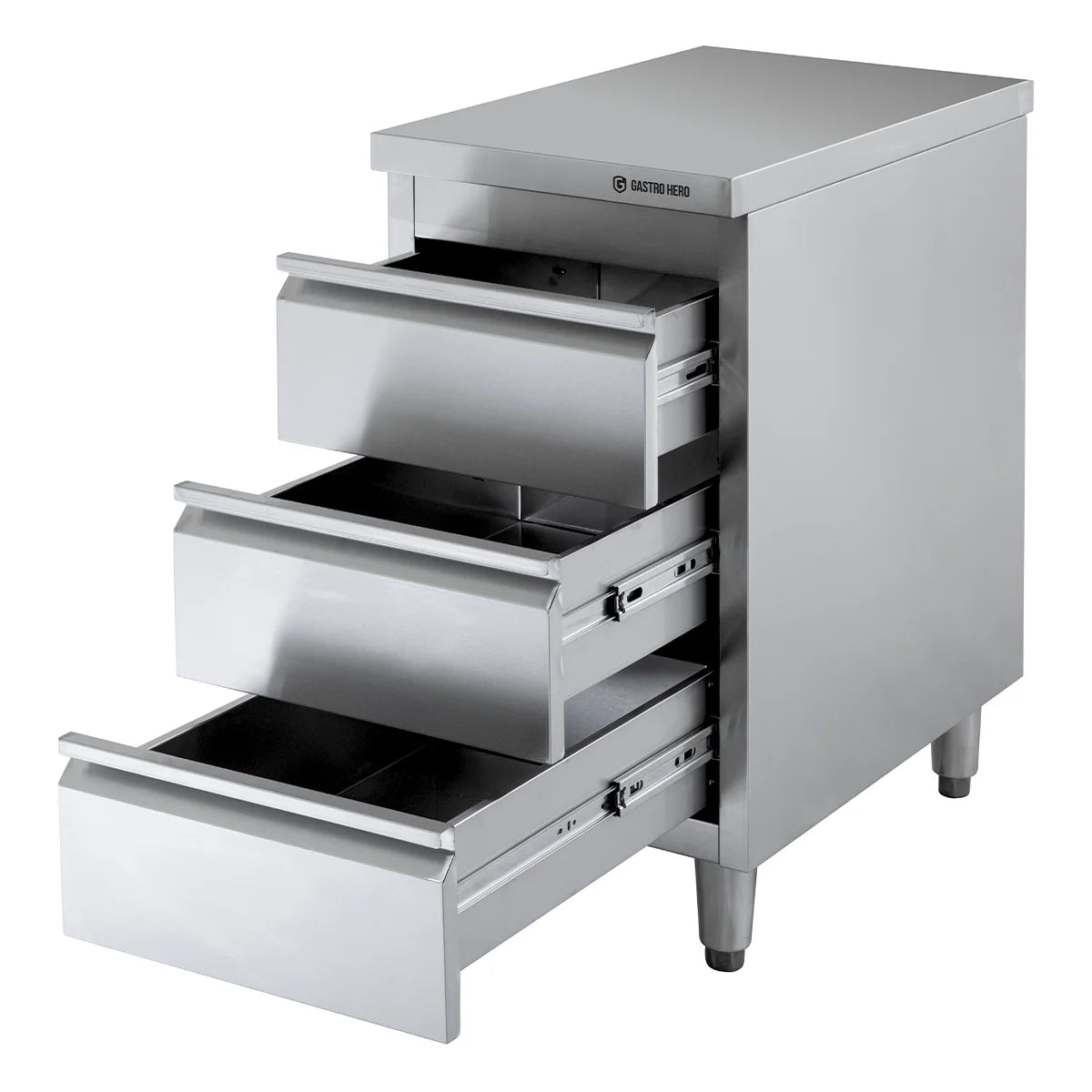Edelstahl-Schubladenschrank BASIC 3er Einheit 700, AISI 201