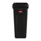 Poubelle Rubbermaid Slim Jim avec fentes d’aération noire 60L