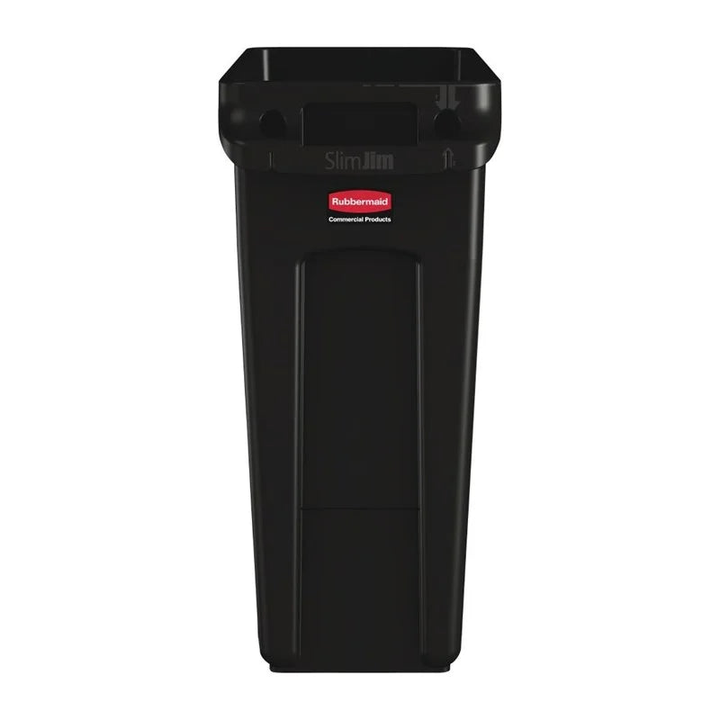 Poubelle Rubbermaid Slim Jim avec fentes d’aération noire 60L