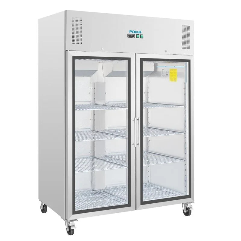 Armoire réfrigérée professionnelle Polar série G 2 portes 1200 litres avec portes vitrées