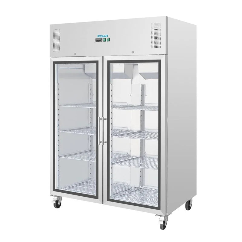 Armoire réfrigérée professionnelle Polar série G 2 portes 1200 litres avec portes vitrées
