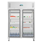 Armoire réfrigérée professionnelle Polar série G 2 portes 1200 litres avec portes vitrées