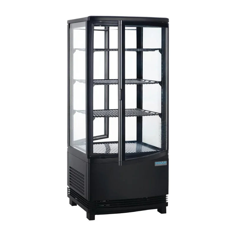 Polar C-Serie Tischkühlvitrine 86 Liter mit gebogener Tür, schwarz