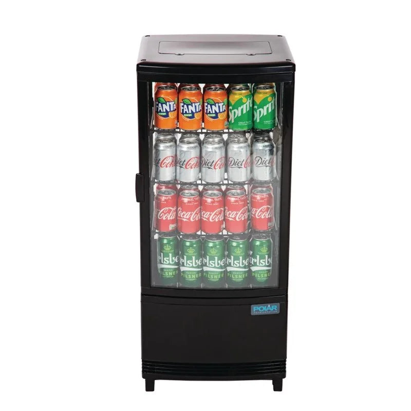 Polar C-Serie Tischkühlvitrine 86 Liter mit gebogener Tür, schwarz