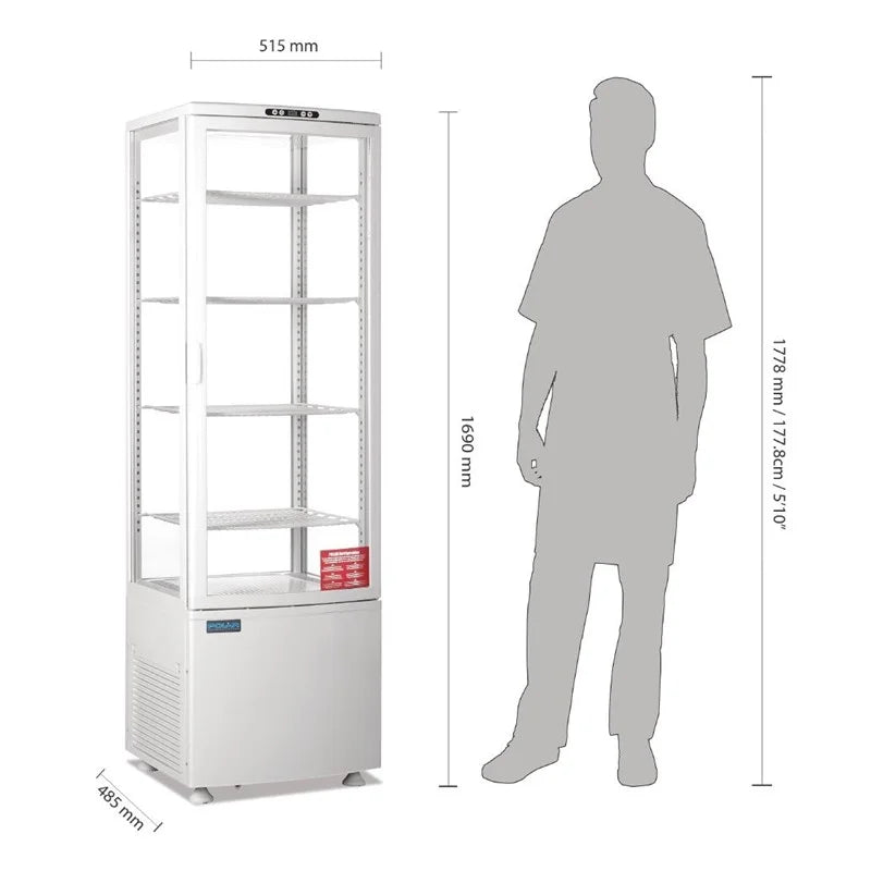 Polar C-Serie Standkühlvitrine 235 Liter mit gebogener Tür, weiß