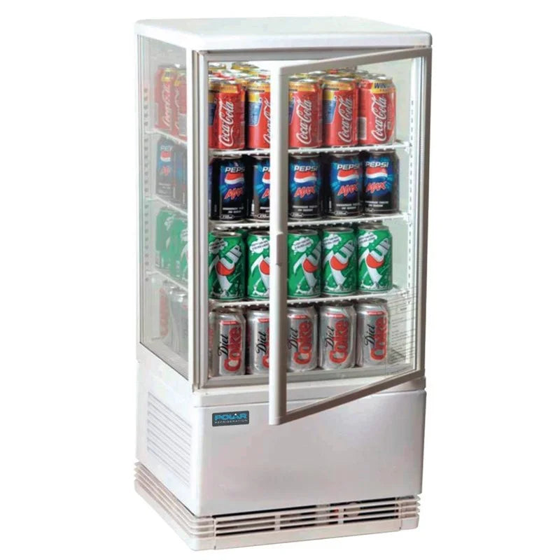 Polar C-Serie Tischkühlvitrine 68 Liter mit gebogener Tür, weiß