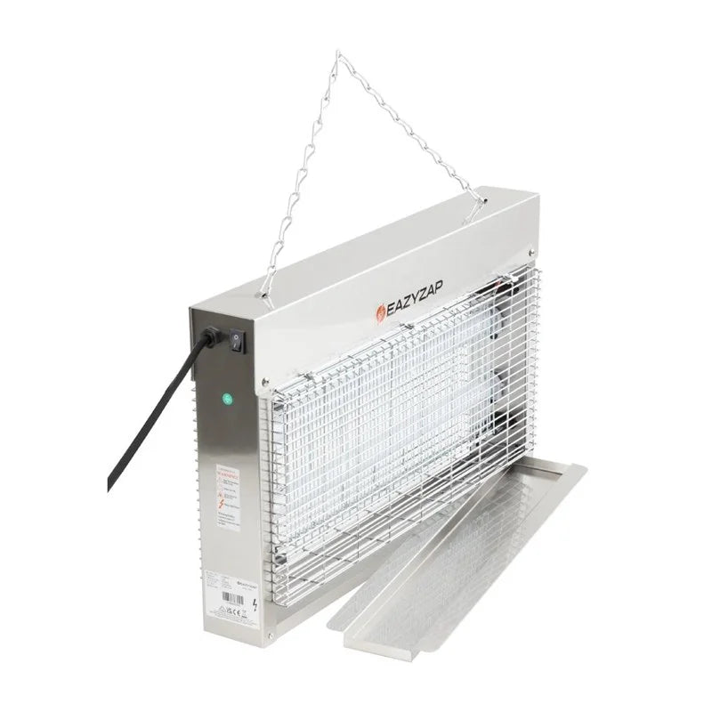 Eazyzap LED Insektenvernichter 100m² 14W, gebürsteter Edelstahl, energieeffizient
