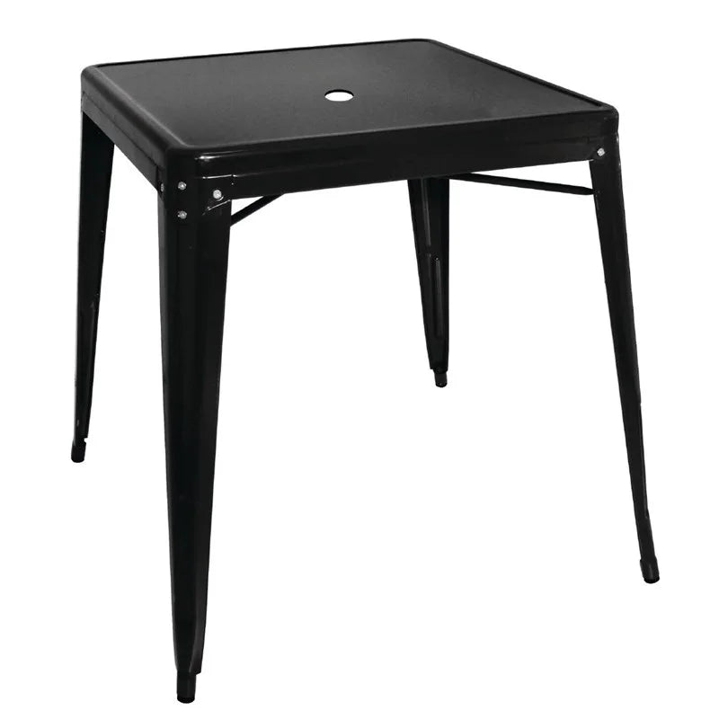 Table bistro carrée en acier Bolero noire 660 mm
