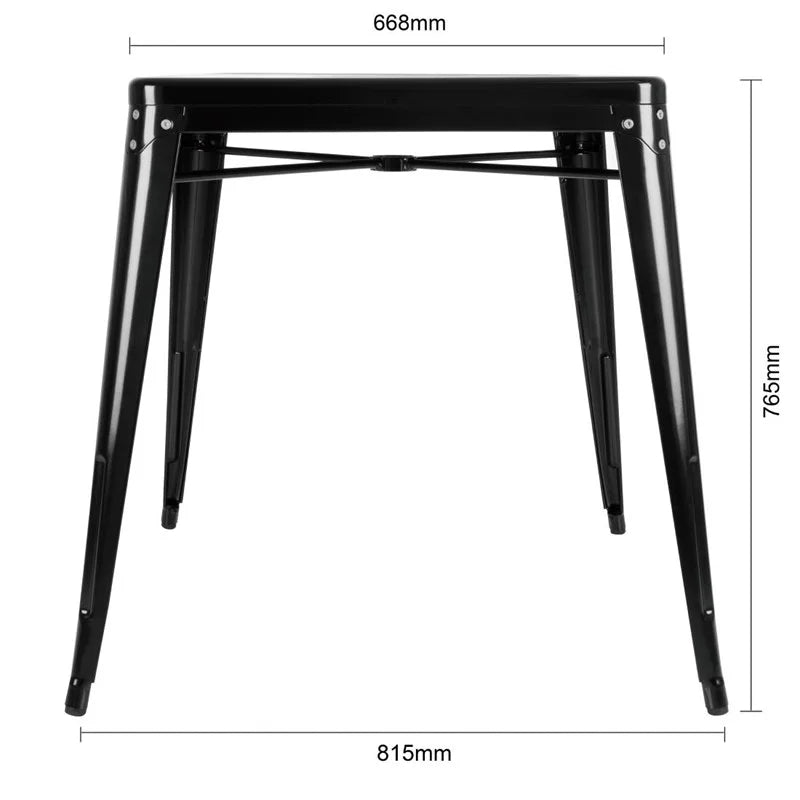 Table bistro carrée en acier Bolero noire 660 mm