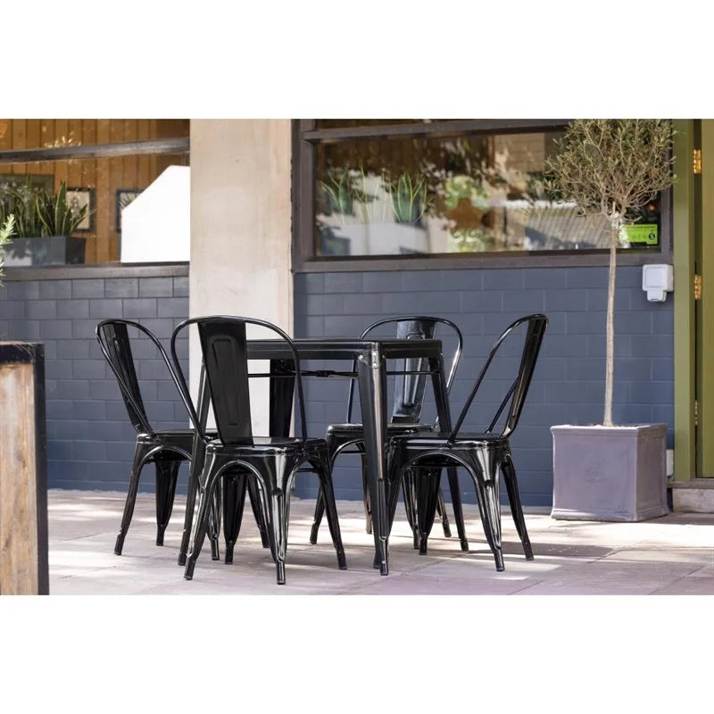 Table bistro carrée en acier Bolero noire 660 mm