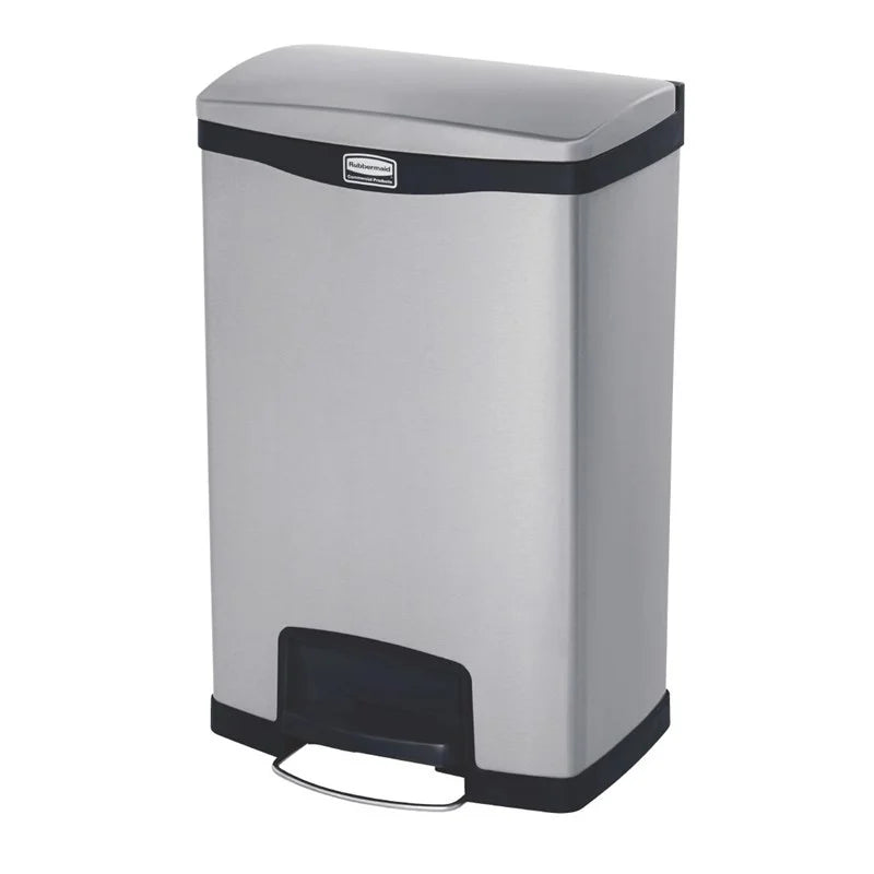 Poubelle à pédale Rubbermaid Slim Jim Front Step en acier inoxydable 50 L