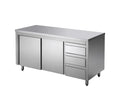 Armoire de travail en acier inoxydable ECO avec porte coulissante et 3 tiroirs 16x6