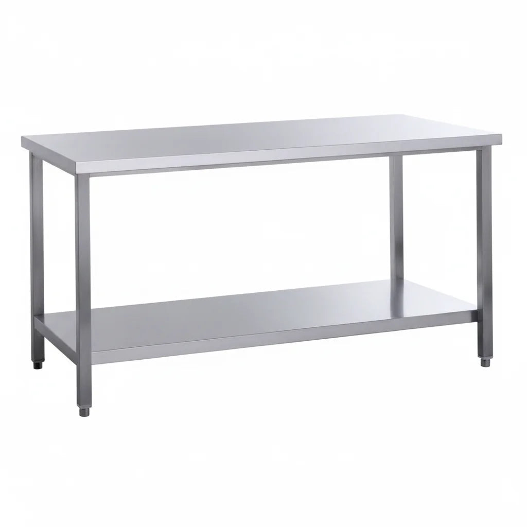 Edelstahl Arbeitstisch Eco 15x6 mit Grundboden