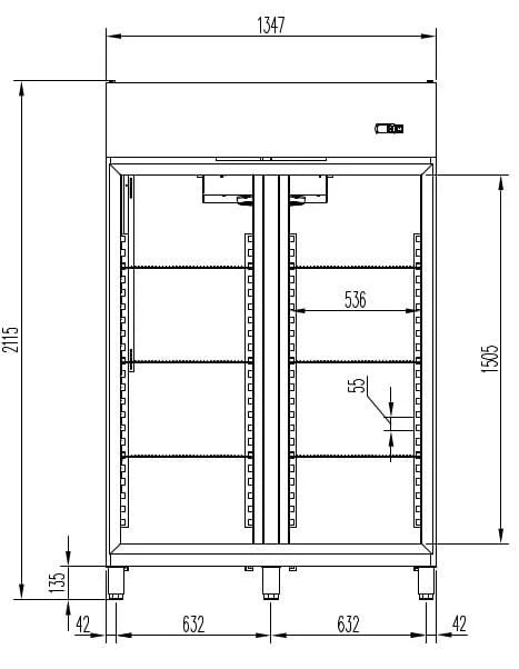 Gastro Kühlschrank PROFI 1400 GN 2/1 Superior mit 2 Glastüren, 1168 Liter Kühlraumvolumen, Made in Europe