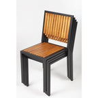 Chaises Bolero en acier et bois d’acacia sans accoudoirs - lot de 4