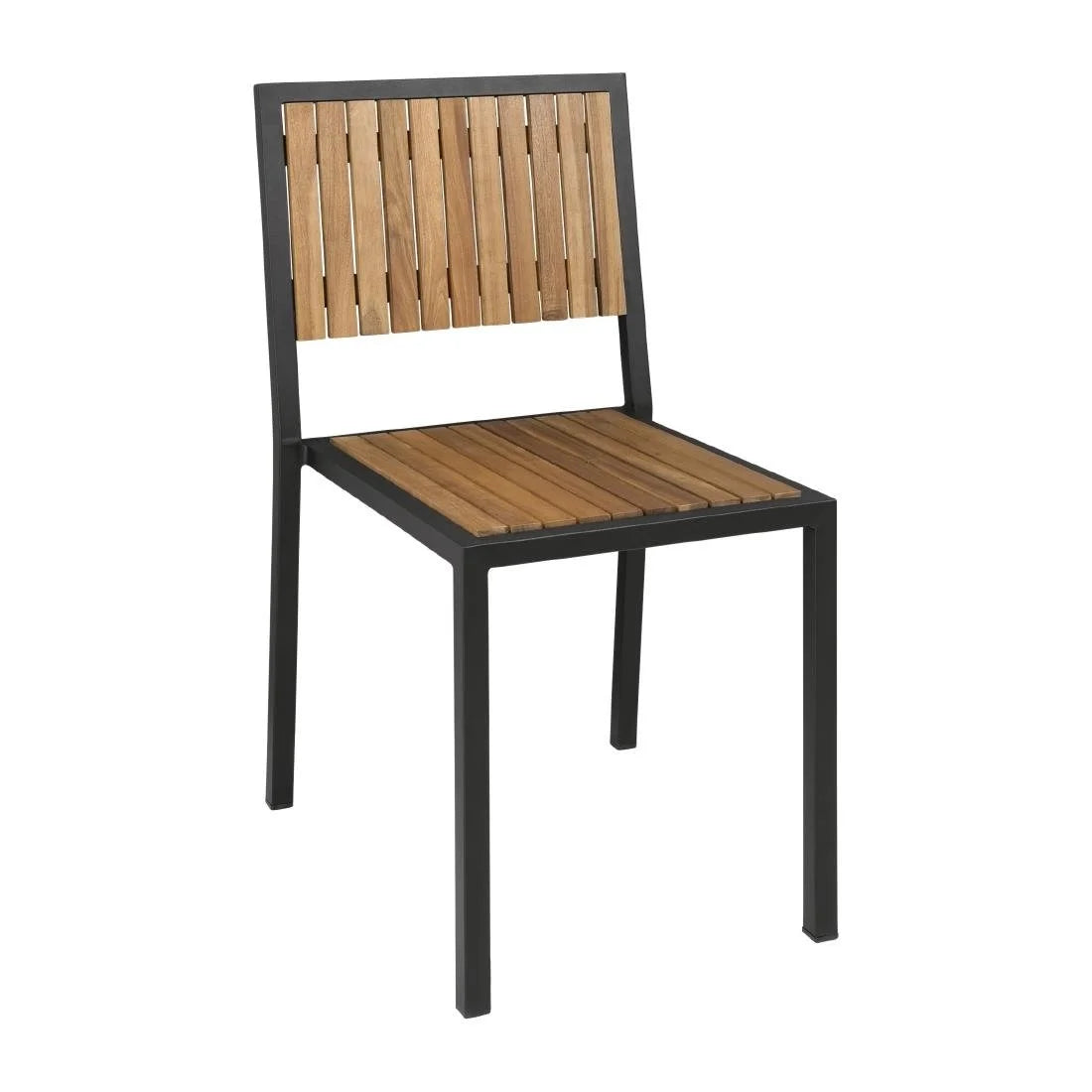Chaises Bolero en acier et bois d’acacia sans accoudoirs - lot de 4