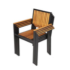 Chaises Bolero en acier et bois d’acacia avec accoudoirs - lot de 4