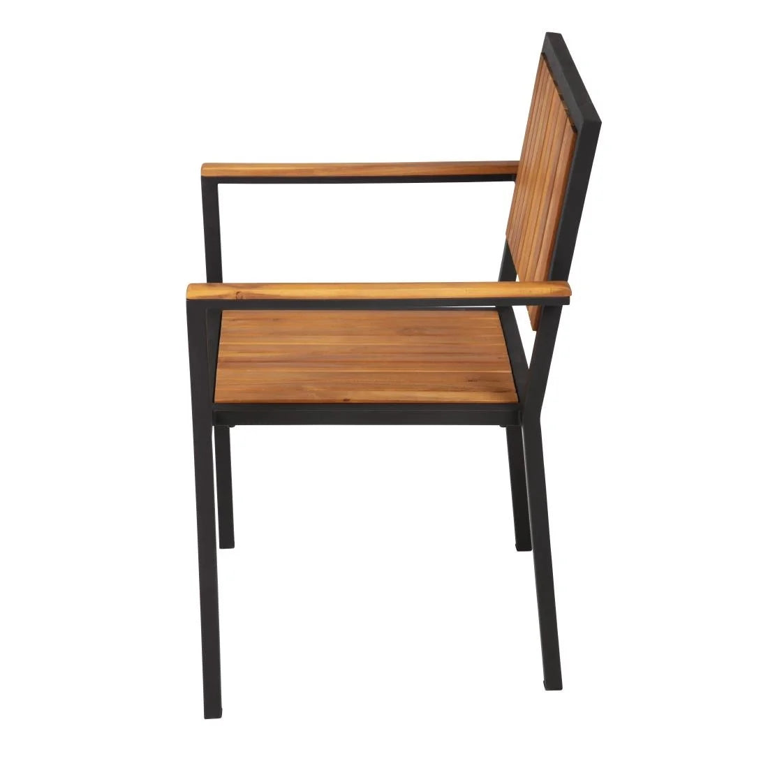 Chaises Bolero en acier et bois d’acacia avec accoudoirs - lot de 4