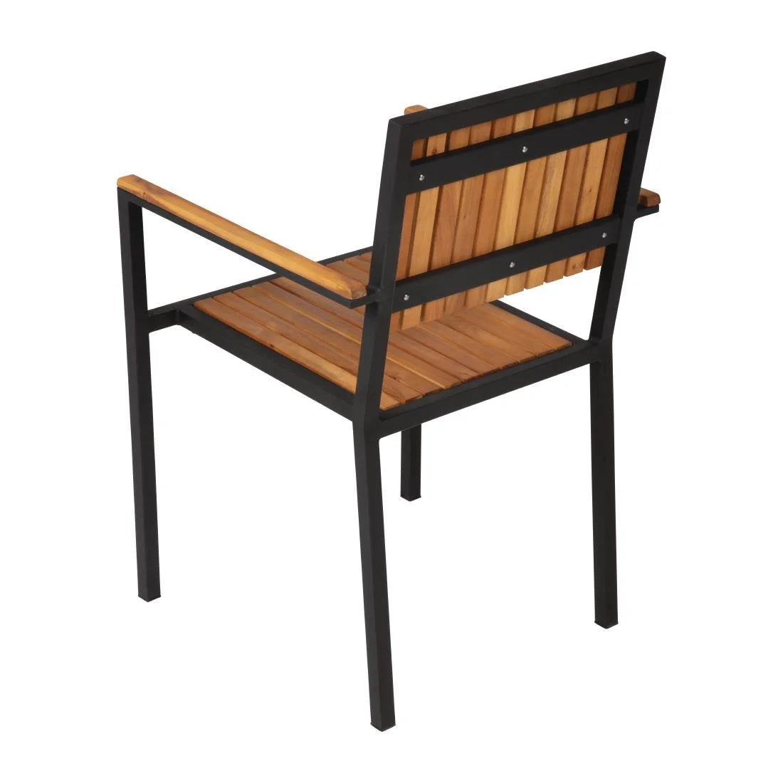Chaises Bolero en acier et bois d’acacia avec accoudoirs - lot de 4