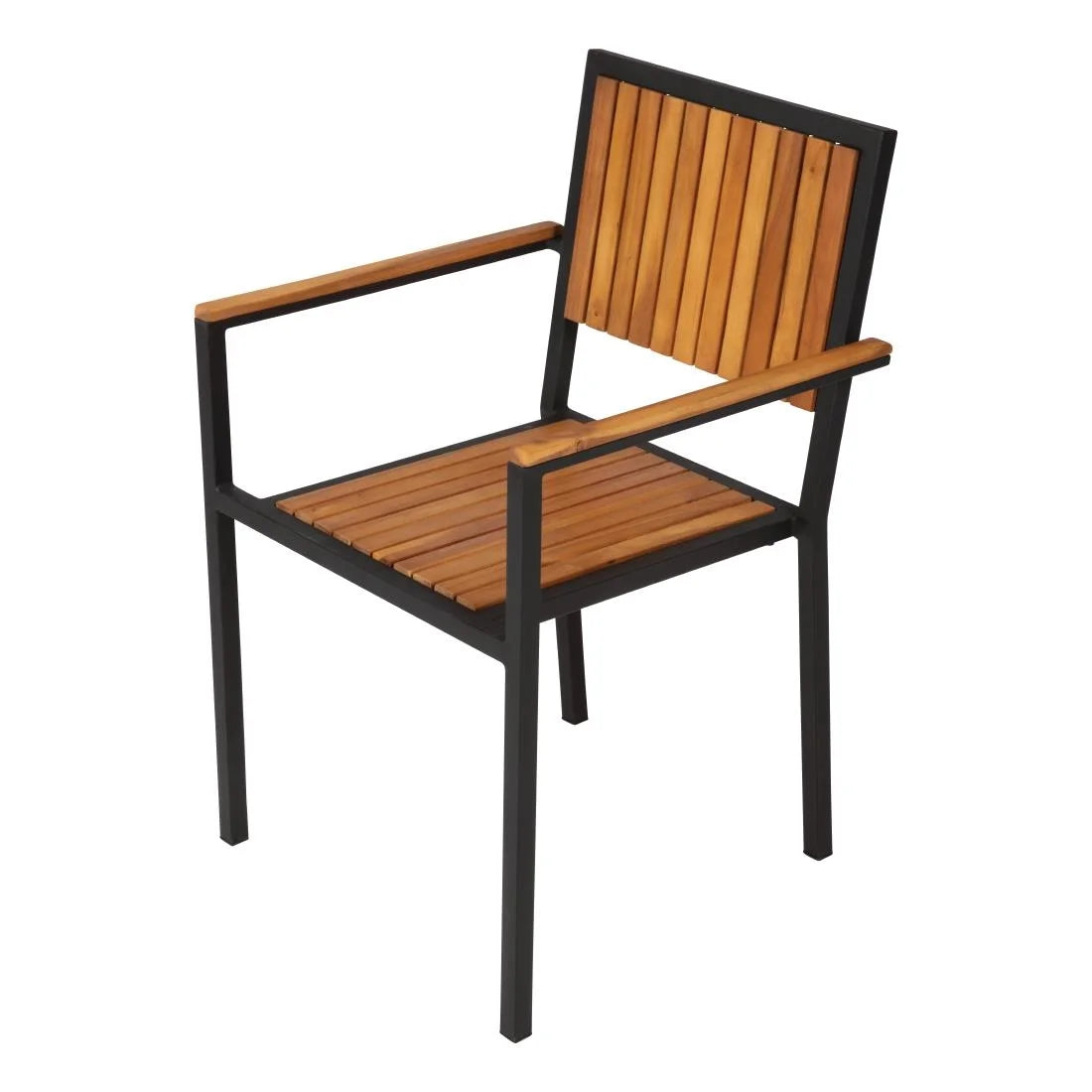 Chaises Bolero en acier et bois d’acacia avec accoudoirs - lot de 4