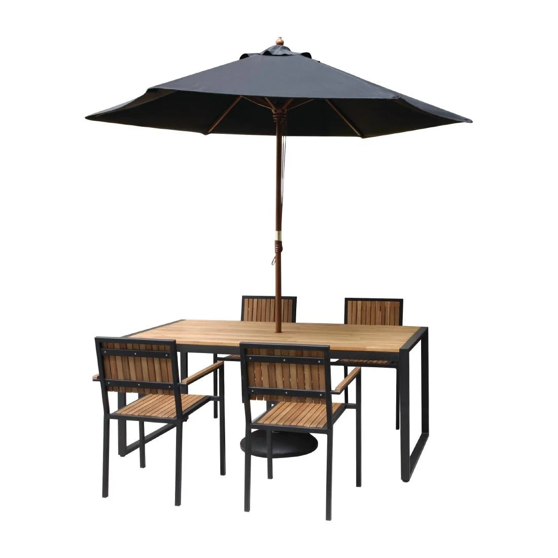 Chaises Bolero en acier et bois d’acacia avec accoudoirs - lot de 4
