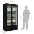Getränkekühlschrank Polar 490 schwarz - mit 2 Schiebetüren