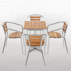 Fauteuils empilables Bolero en aluminium et bois de frêne - 4 pièces