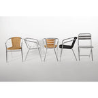 Fauteuils empilables Bolero en aluminium et bois de frêne - 4 pièces