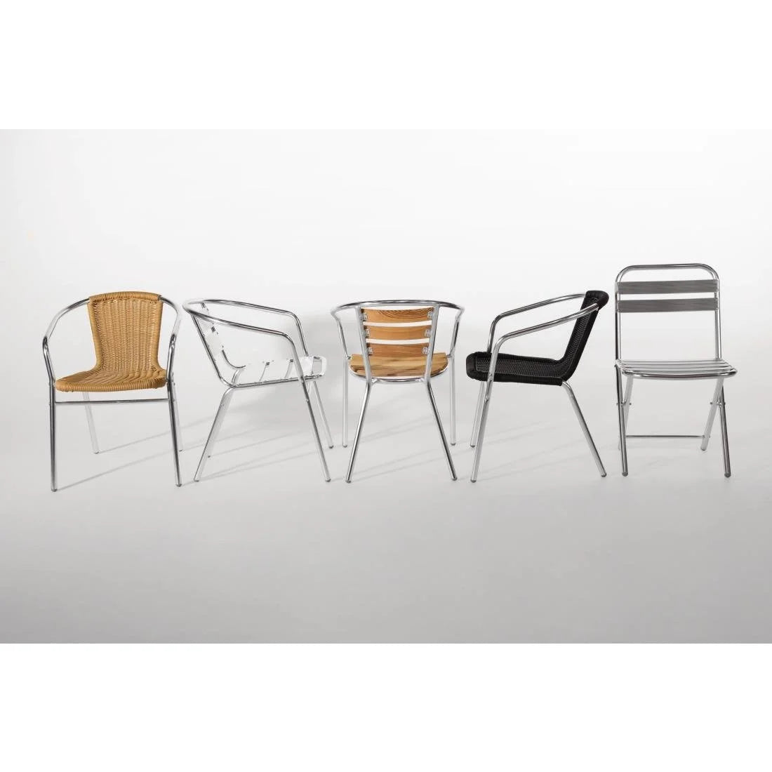 Fauteuils empilables Bolero en aluminium et bois de frêne - 4 pièces