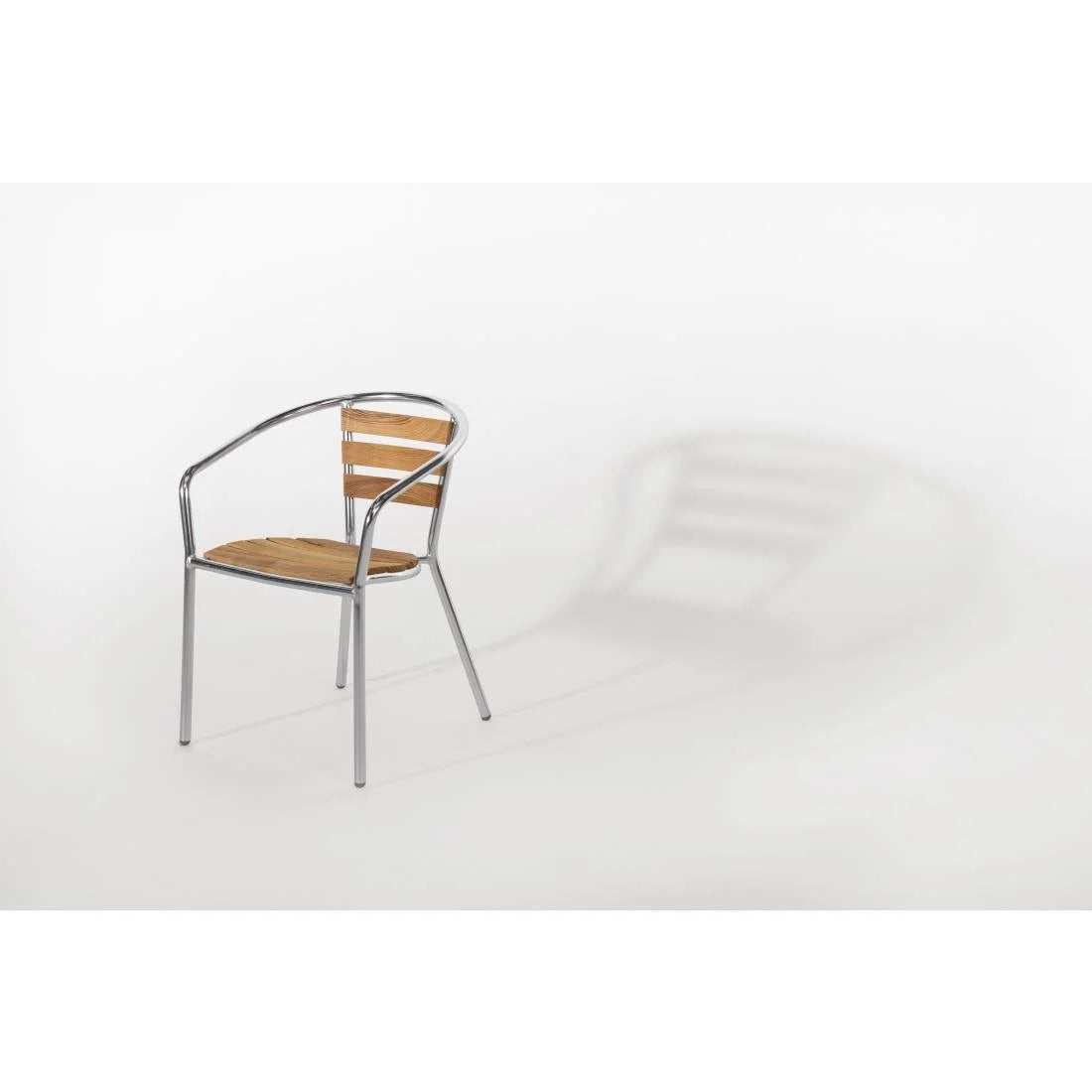 Fauteuils empilables Bolero en aluminium et bois de frêne - 4 pièces