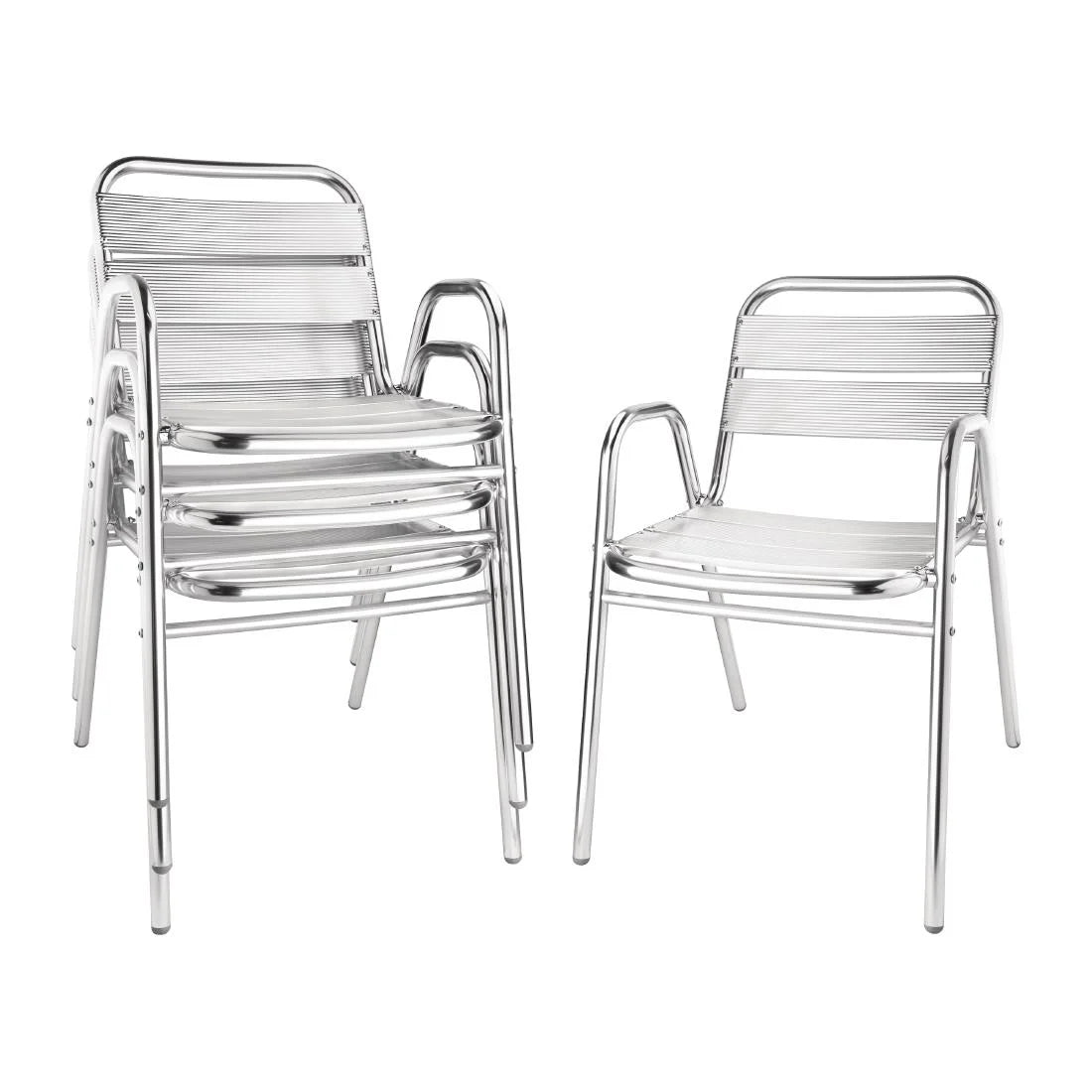 Bistrostühle Bolero mit Unterarmlehne Aluminium - 4 Stück