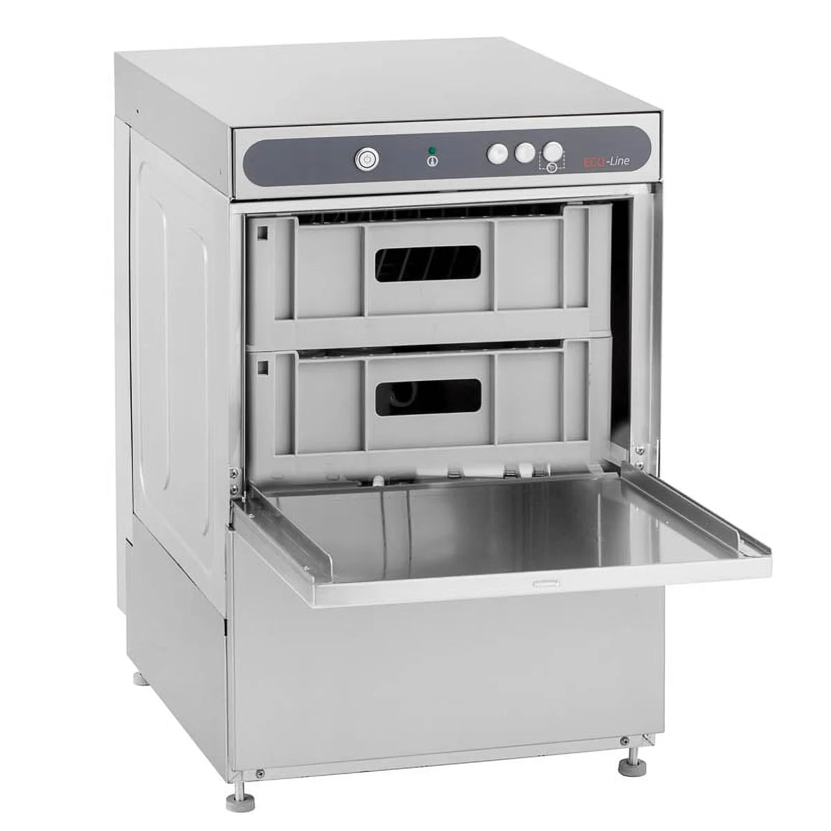 Gläserspülmaschine ECO 40x40 cm Korbmaß, mit Reiniger- & Klarspüldosierer, mit Ablaufpumpe & Enthärter, Made in Europe, 230 Volt