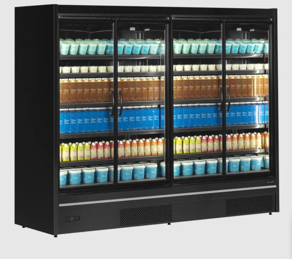 Tefcold Vitrine murale réfrigérée de supermarché Multideck MDCA2500HB noire, 2580 mm