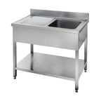 Spültisch Basic 10x6 mit 1 Becken rechts, Aufkantung und Grundboden