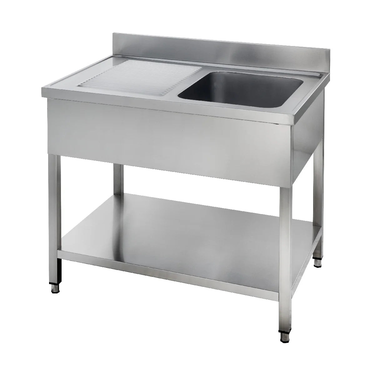 Spültisch Basic 10x6 mit 1 Becken rechts, Aufkantung und Grundboden