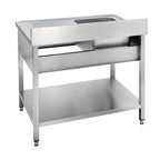 Table de lavage Basic 12x6 avec 1 cuve à gauche, dosseret et étagère inférieure