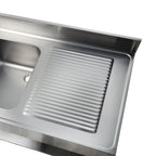 Table de lavage Basic 12x6 avec 1 cuve à gauche, dosseret et étagère inférieure