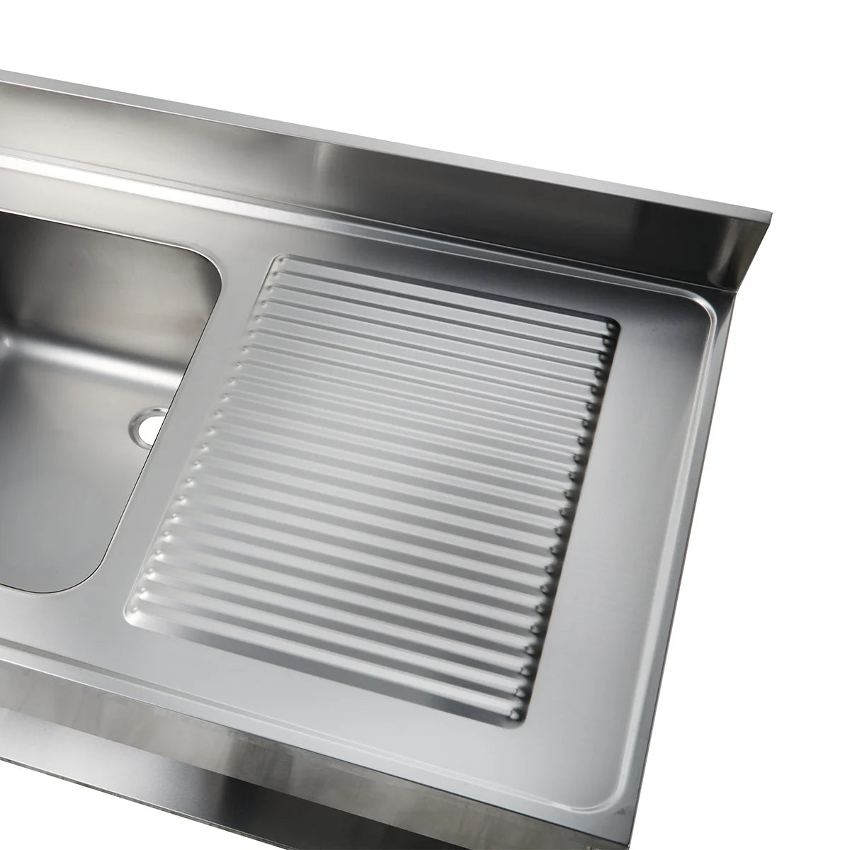 Table de lavage Basic 12x6 avec 1 cuve à gauche, dosseret et étagère inférieure