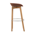 Tabouret de bar empilable FEROS Keeve - coque d’assise basse, rembourrée - bois / brun-rouge
