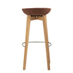 Tabouret de bar empilable FEROS Keeve - coque d’assise basse, rembourrée - bois / brun-rouge