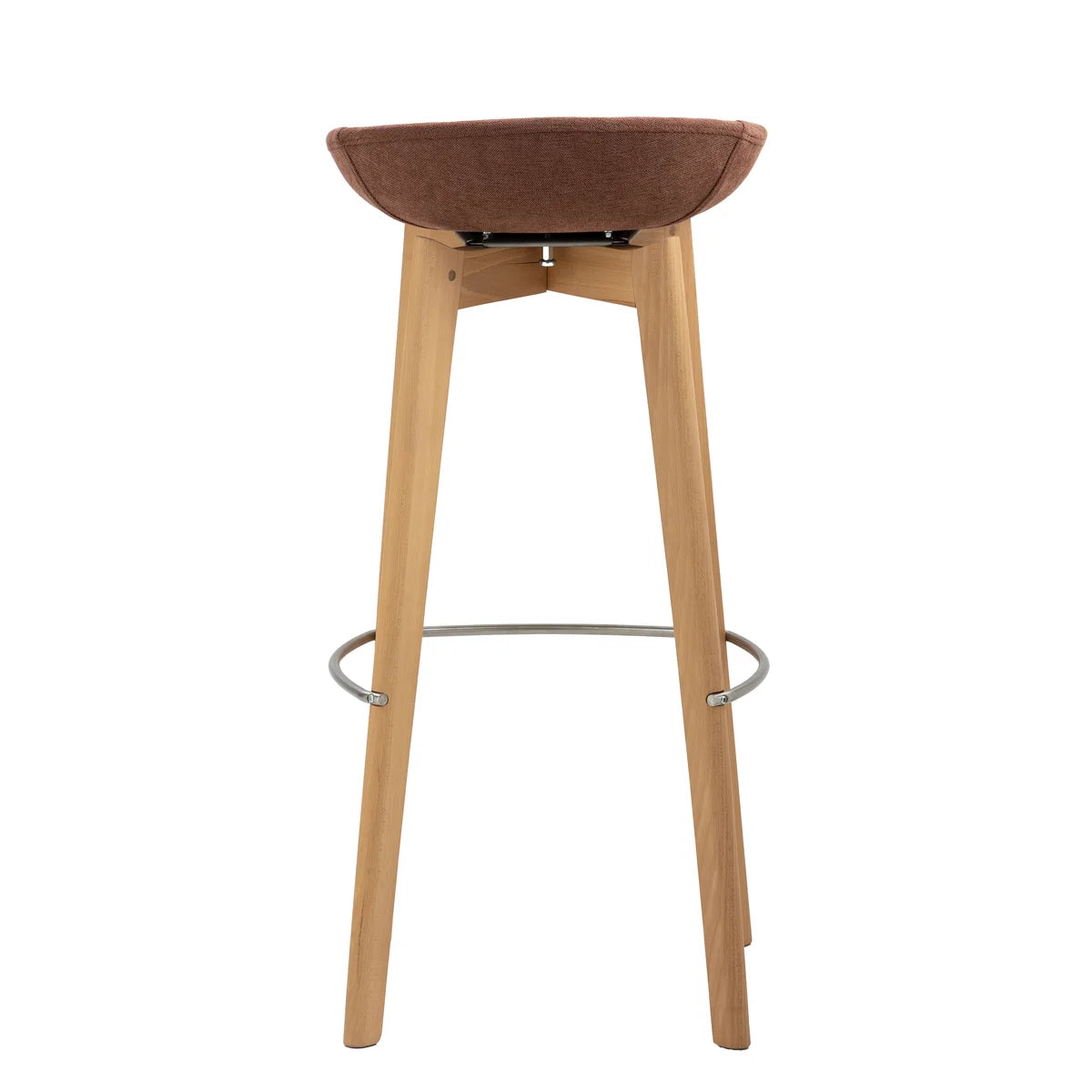 Tabouret de bar empilable FEROS Keeve - coque d’assise basse, rembourrée - bois / brun-rouge