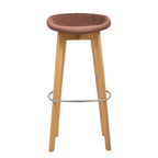 Tabouret de bar empilable FEROS Keeve - coque d’assise basse, rembourrée - bois / brun-rouge