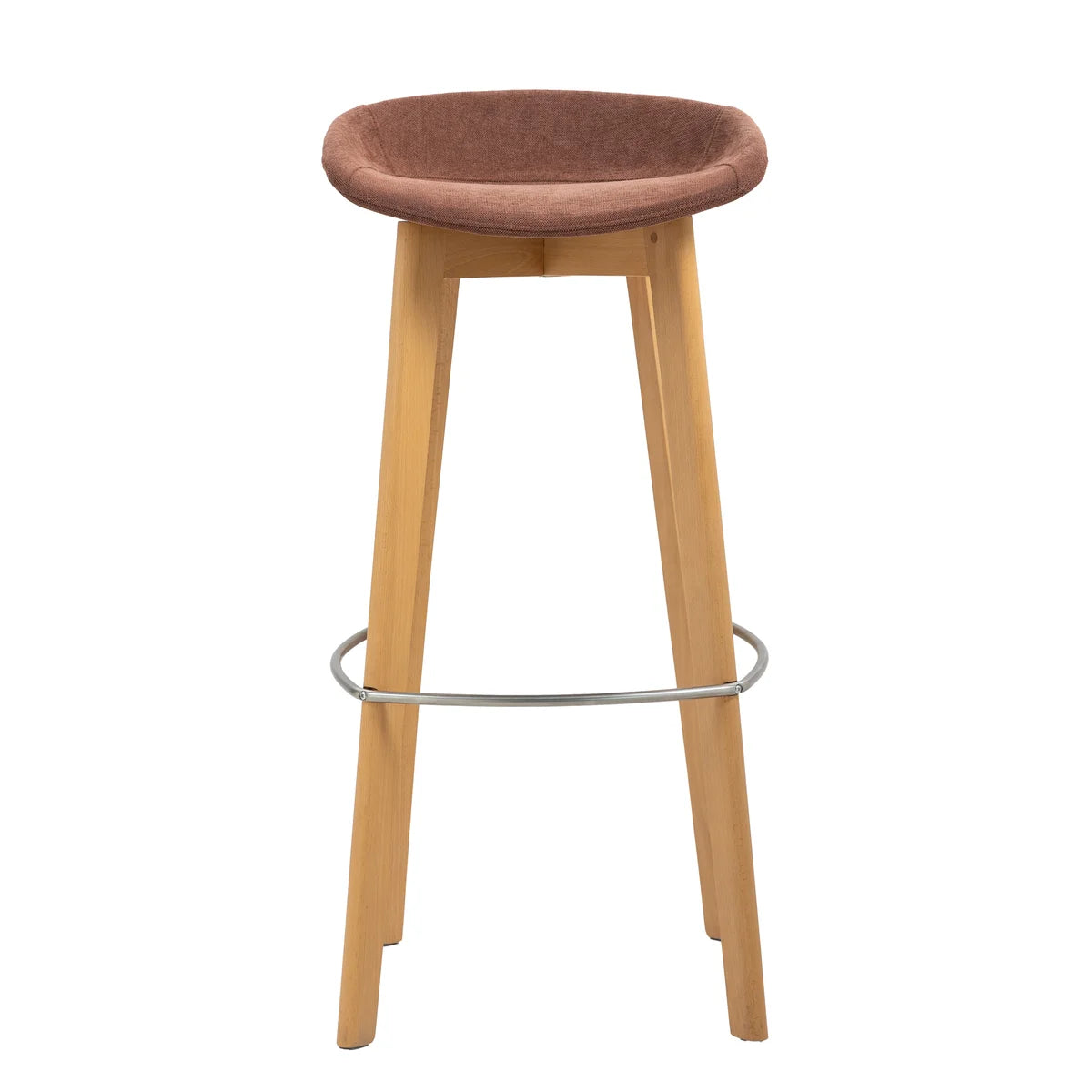 Tabouret de bar empilable FEROS Keeve - coque d’assise basse, rembourrée - bois / brun-rouge